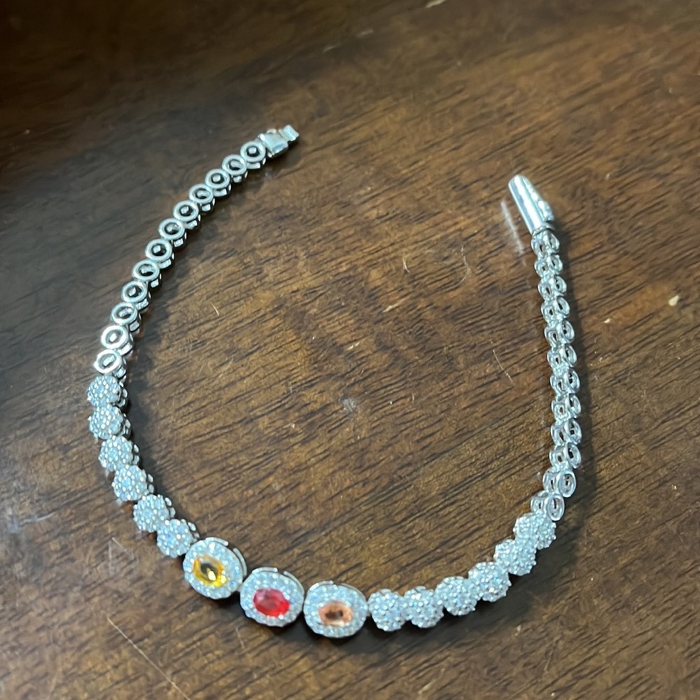 NWOT Sterling silver multi sapphire tennis bracelet